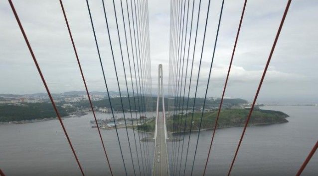 通过符拉迪沃斯托克东博斯普鲁斯海峡通往俄罗斯岛的大桥