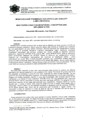 钢丝绳状态监测：概念和实施。——A.米罗年科，I.什帕科夫。