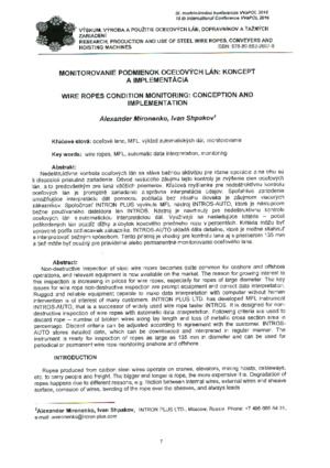 钢丝绳状态监测：概念和实施。——A.米罗年科，I.什帕科夫。