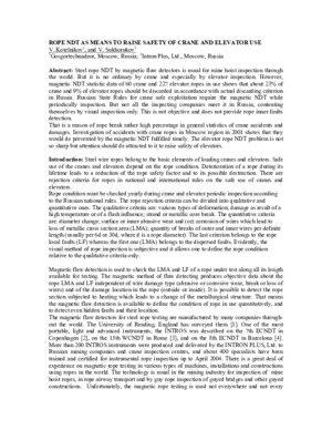 绳索无损检测是提高起重机和电梯使用安全性的手段。——科捷尔尼科夫、苏霍鲁科夫。