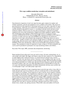 钢丝绳状态监测：概念与实施。——A.米罗年科。