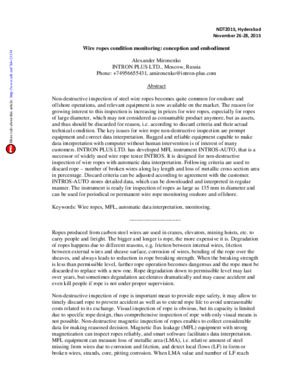 钢丝绳状态监测：概念与实施。——A.米罗年科。